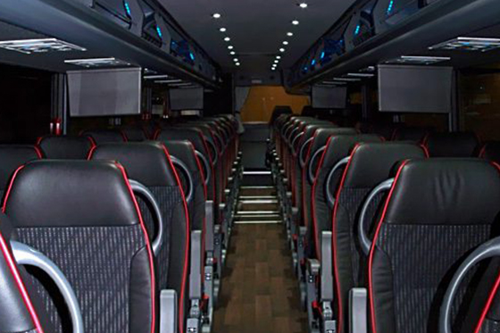 inside charter bus